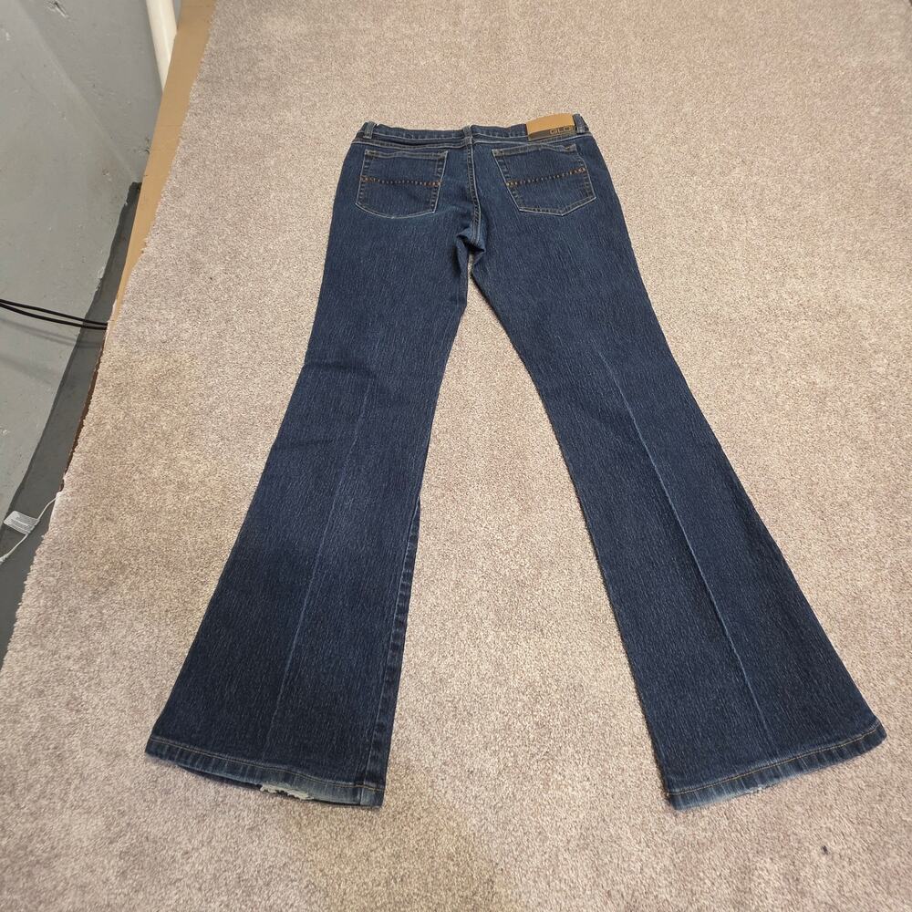Y2K 2000s indie sleaze GLO Bootcut Jeans sz 7S Dark Wash indigo Low Rise Studded